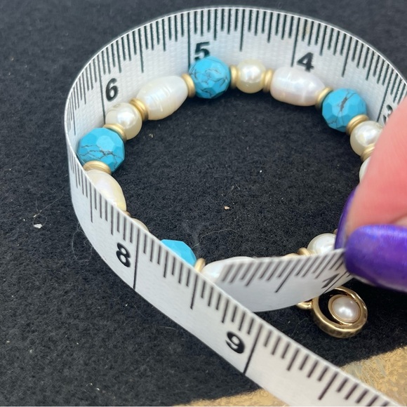 Lia Sophia Brio Turquoise Faux Pearls And Gold Bracelet - Picture 6 of 6